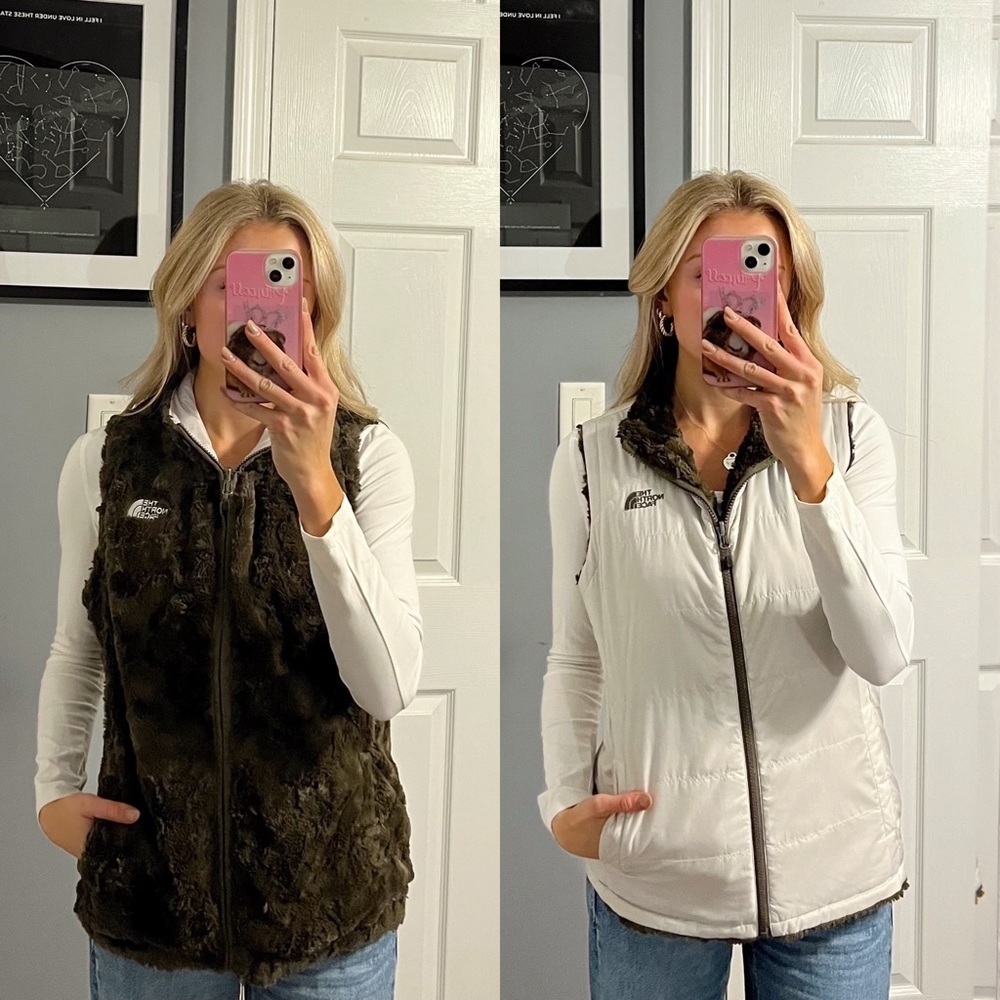 The North Face Reversible Vest in Olive and White
